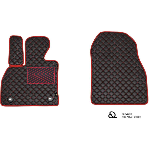 Eko odos kilimėliai QuiltyMats VOLKSWAGEN CADDY 2004-2020m. (Krovininis) (Juoda / raudonos siūlės)