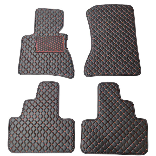 Eko odos kilimėliai QuiltyMats BMW X3 2003-2010m. (E83) (Juoda / raudonos siūlės)