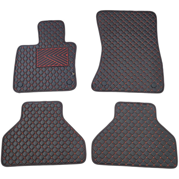 Eko odos kilimėliai QuiltyMats BMW X5 2007-2013m. (E70) (Juoda / raudonos siūlės)