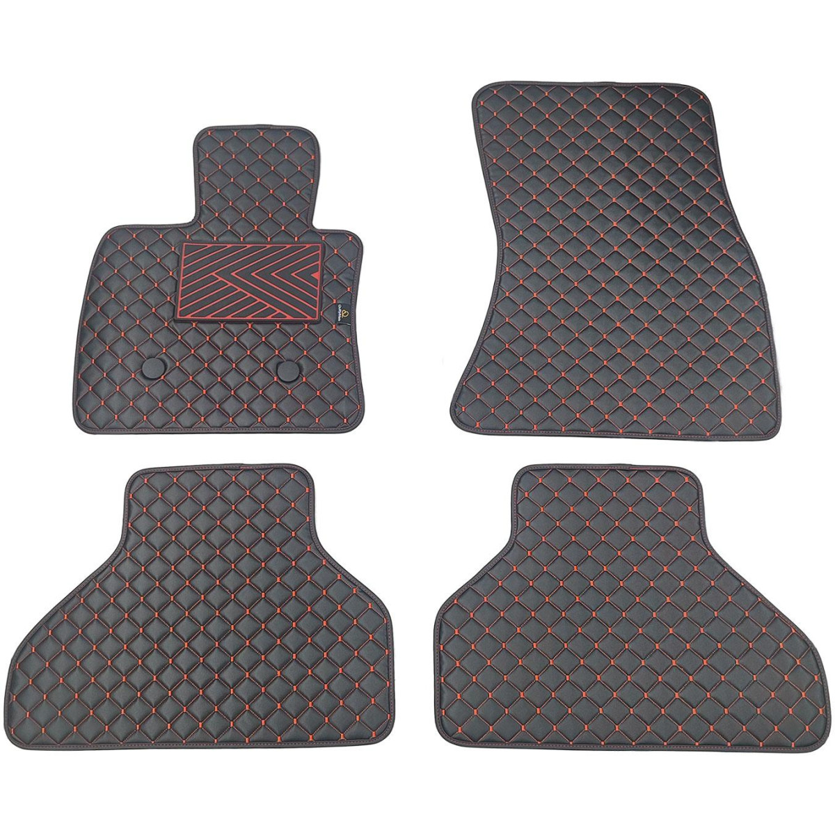 Eko odos kilimėliai QuiltyMats BMW X5 2013-2018m. (F15) (Juoda / raudonos siūlės)