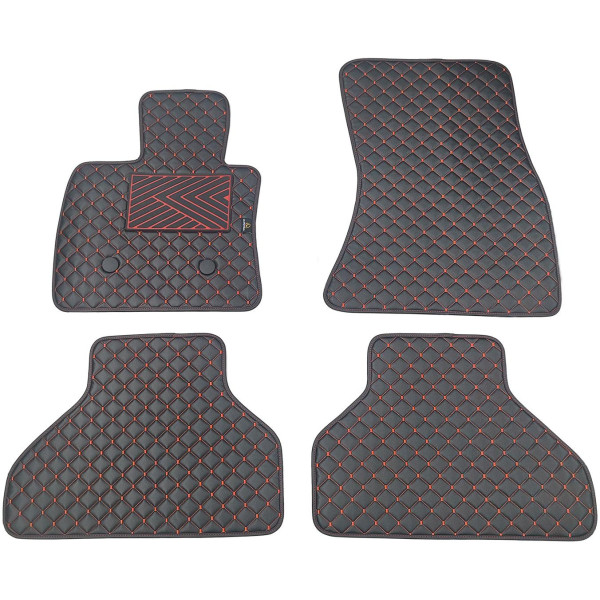 Eko odos kilimėliai QuiltyMats BMW X5 2013-2018m. (F15) (Juoda / raudonos siūlės)
