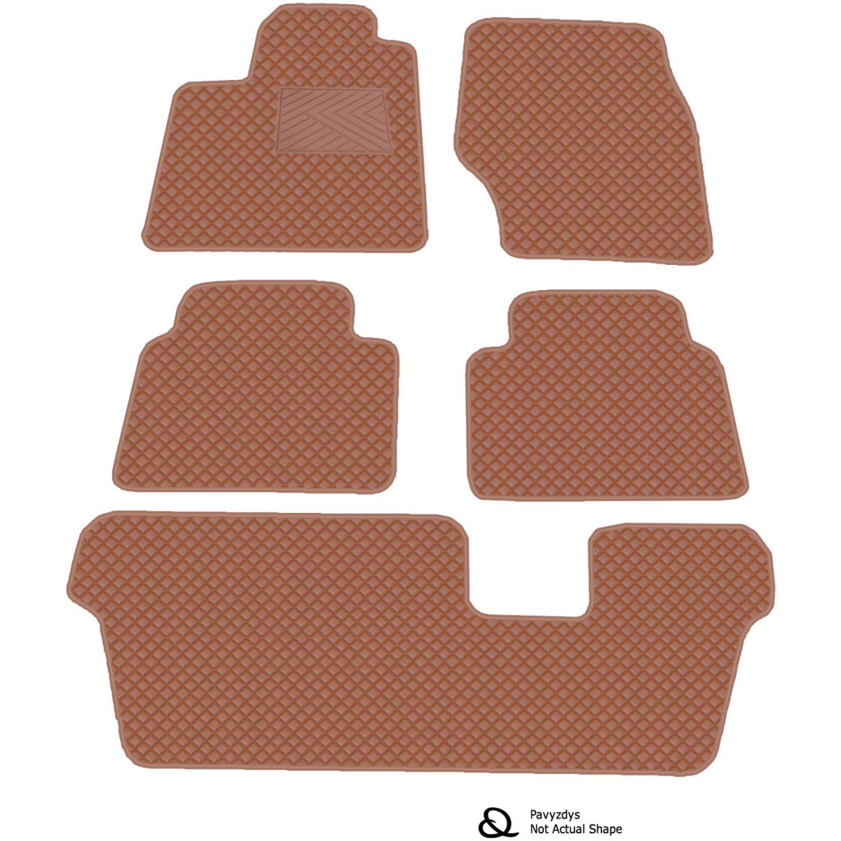 Eko odos kilimėliai QuiltyMats VOLKSWAGEN SHARAN 2010-2023m. (7v., I, II ir III eilės) (Ruda / rudos siūlės)
