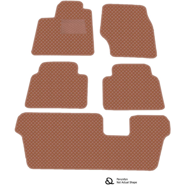 Eko odos kilimėliai QuiltyMats VOLKSWAGEN SHARAN 2010-2023m. (7v., I, II ir III eilės) (Ruda / rudos siūlės)