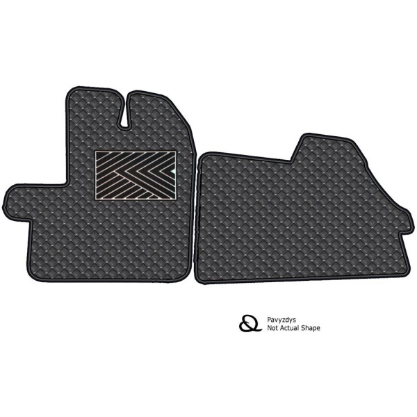 Eko odos kilimėliai QuiltyMats VOLKSWAGEN CRAFTER nuo 2017m. (3 vietų) (Juoda / pilkos siūlės)