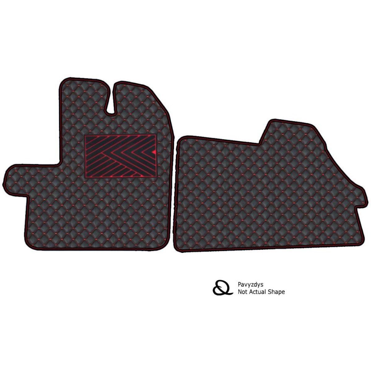 Eko odos kilimėliai QuiltyMats VOLKSWAGEN CRAFTER nuo 2017m. (3 vietų) (Juoda / raudonos siūlės)
