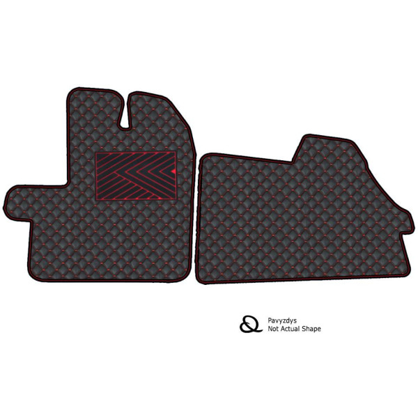 Eko odos kilimėliai QuiltyMats VOLKSWAGEN CRAFTER nuo 2017m. (3 vietų) (Juoda / raudonos siūlės)