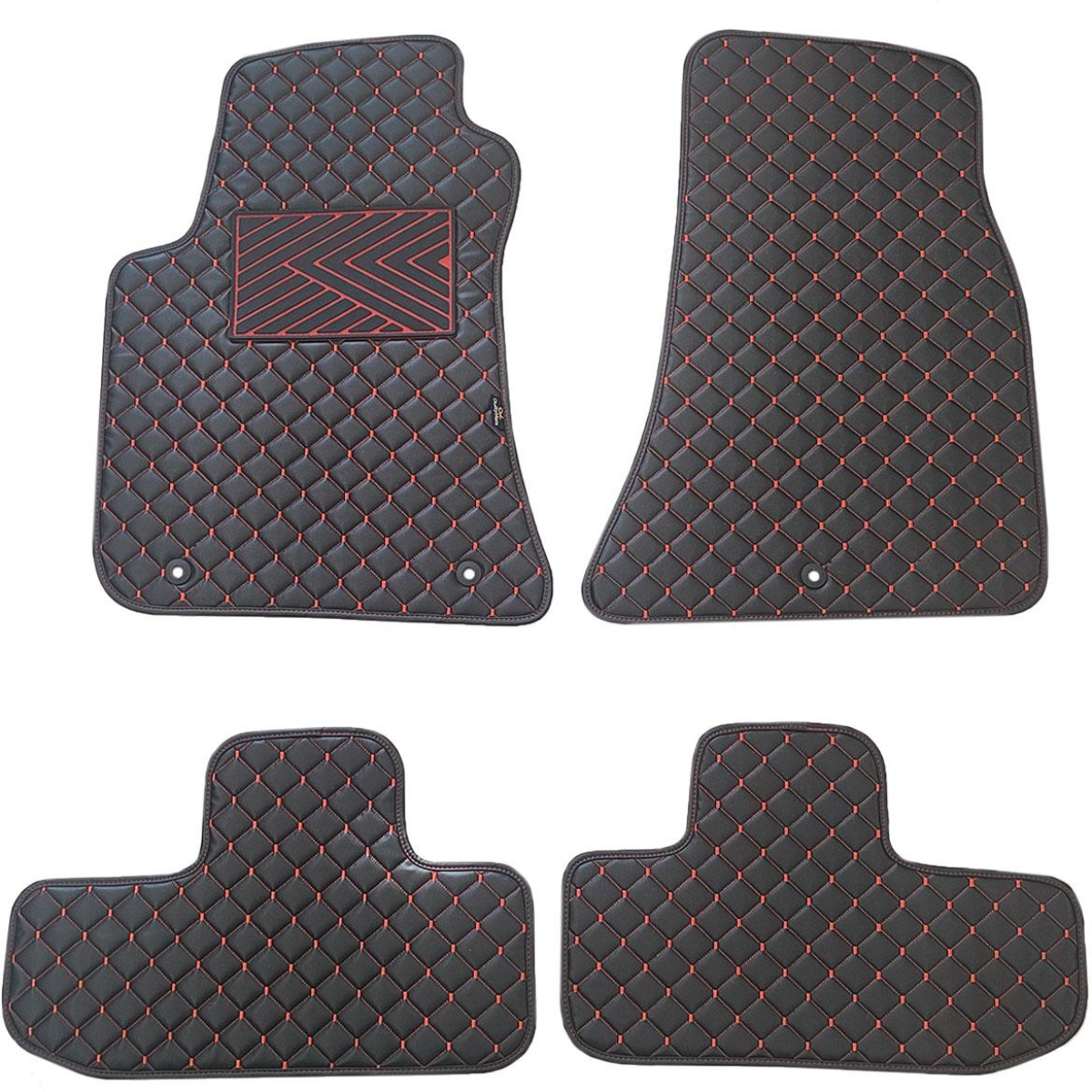 Eko odos kilimėliai QuiltyMats DODGE CHALLENGER 2008-2023m. (Juoda / raudonos siūlės)