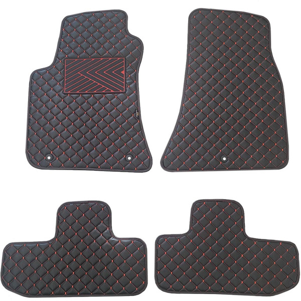 Eko odos kilimėliai QuiltyMats DODGE CHALLENGER 2008-2023m. (Juoda / raudonos siūlės)