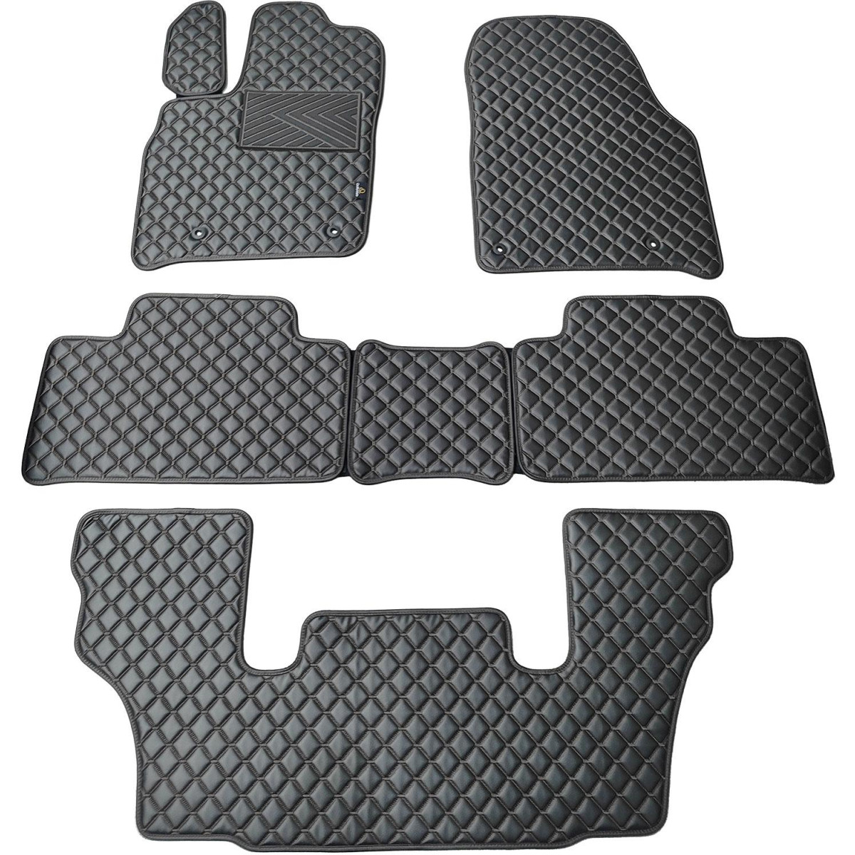 Eko odos kilimėliai QuiltyMats DODGE DURANGO nuo 2011m. (I, II ir III eilės 6v.) (Juoda / juodos siūlės)