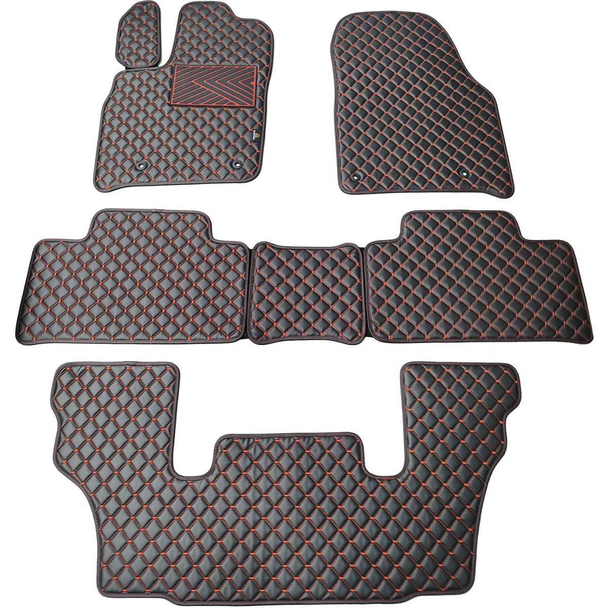 Eko odos kilimėliai QuiltyMats DODGE DURANGO nuo 2011m. (I, II ir III eilės 6v.) (Juoda / raudonos siūlės)