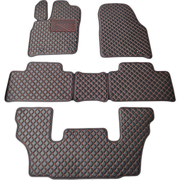 Eko odos kilimėliai QuiltyMats DODGE DURANGO nuo 2011m. (I, II ir III eilės 6v.) (Juoda / raudonos siūlės)