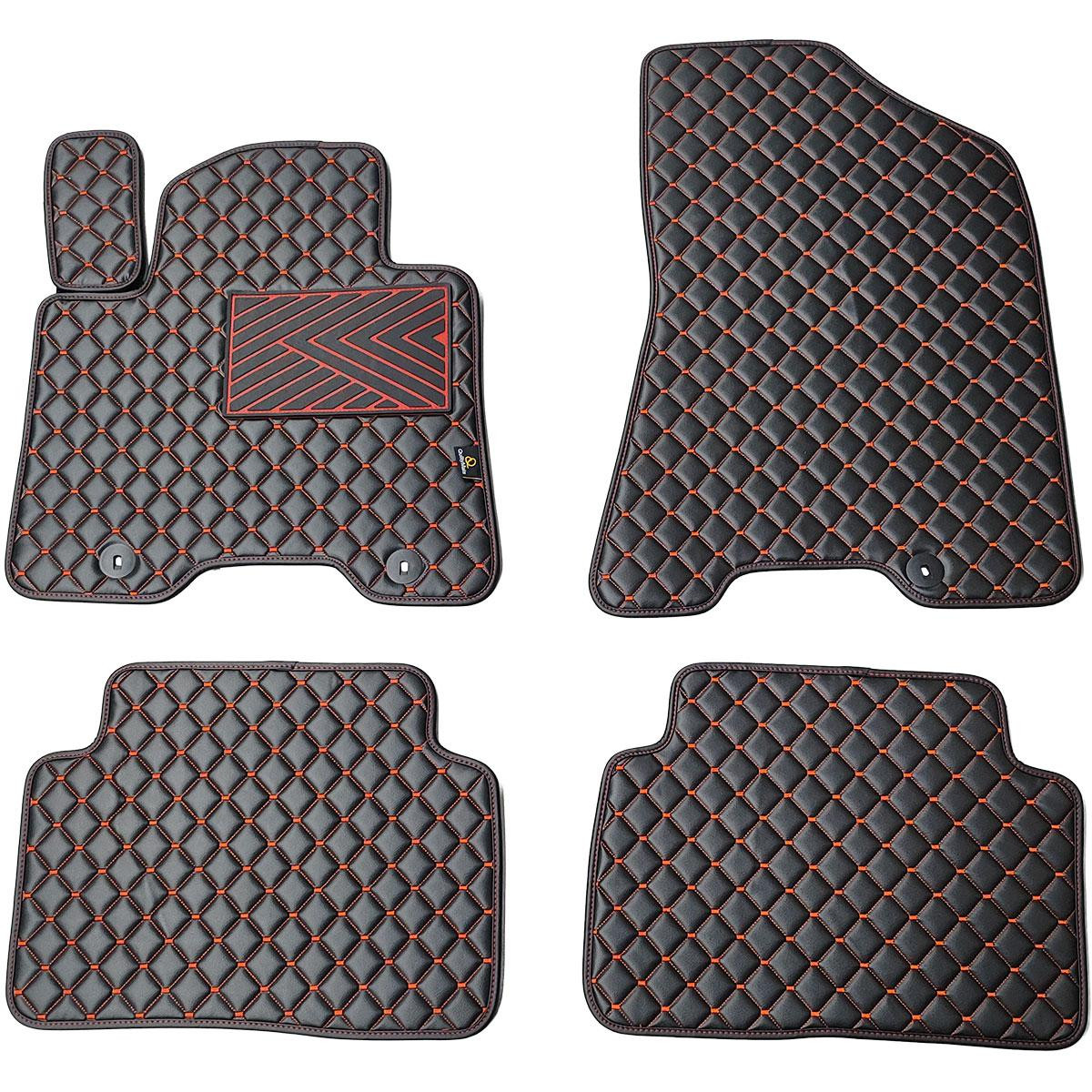 Eko odos kilimėliai QuiltyMats HYUNDAI TUCSON 2015-2021m. (3 karta TL) (Juoda / raudonos siūlės)