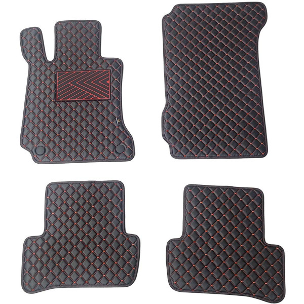 Eko odos kilimėliai QuiltyMats MERCEDES-BENZ C-class W204 2007-2014m. (Juoda / raudonos siūlės)