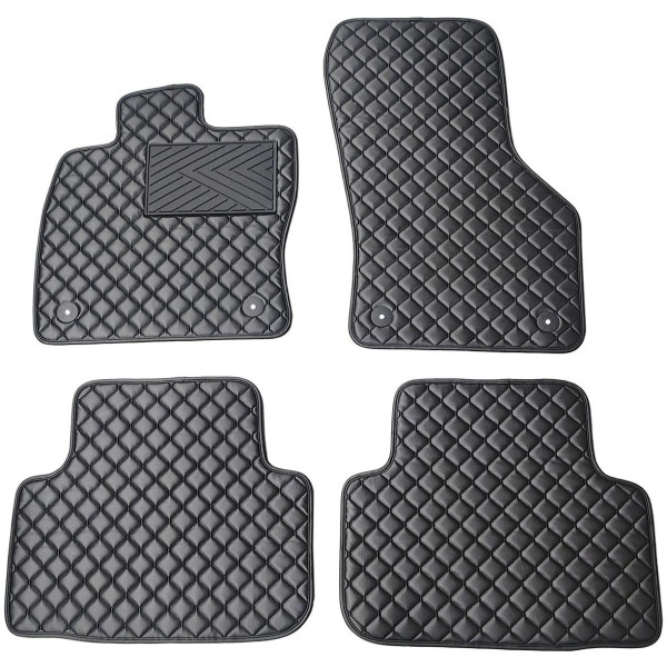 Eko odos kilimėliai QuiltyMats SKODA OCTAVIA nuo 2020m. (Juoda / juodos siūlės)