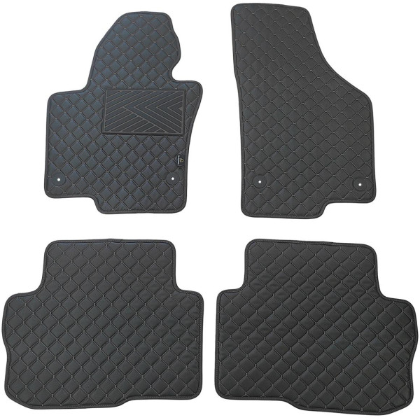 Eko odos kilimėliai QuiltyMats SKODA SUPERB 2008-2015m. (Juoda / juodos siūlės)
