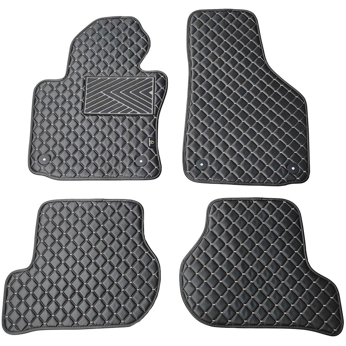 Eko odos kilimėliai QuiltyMats VOLKSWAGEN GOLF 2003-2009m. (Juoda / pilkos siūlės)