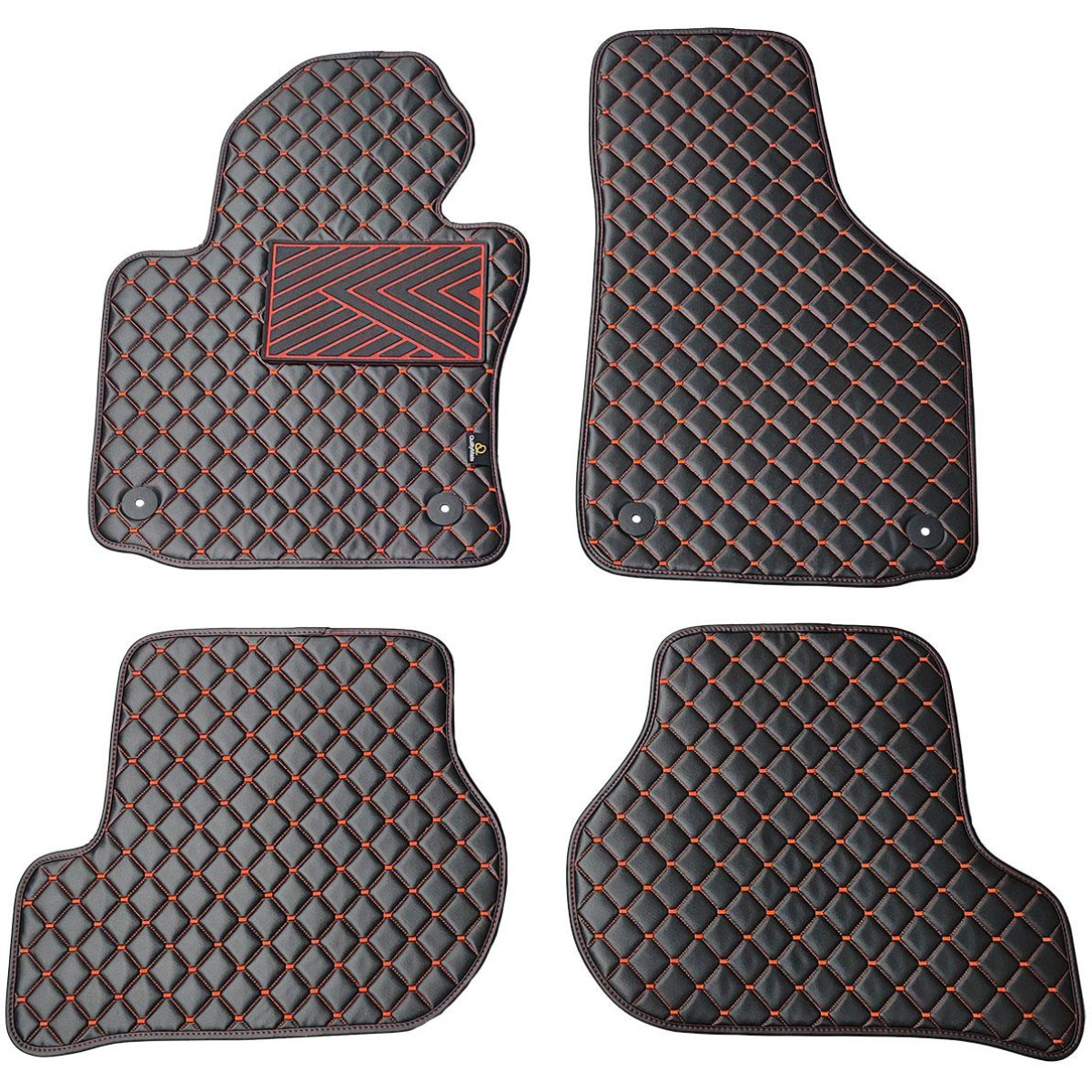 Eko odos kilimėliai QuiltyMats VOLKSWAGEN GOLF 2003-2009m. (Juoda / raudonos siūlės)