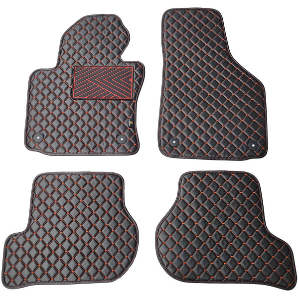 Eko odos kilimėliai QuiltyMats VOLKSWAGEN GOLF 2003-2009m. (Juoda / raudonos siūlės)