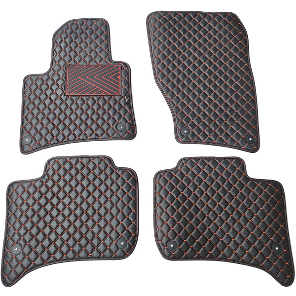 Eko odos kilimėliai QuiltyMats VOLKSWAGEN TOUAREG 2010-2018m. (Juoda / raudonos siūlės)