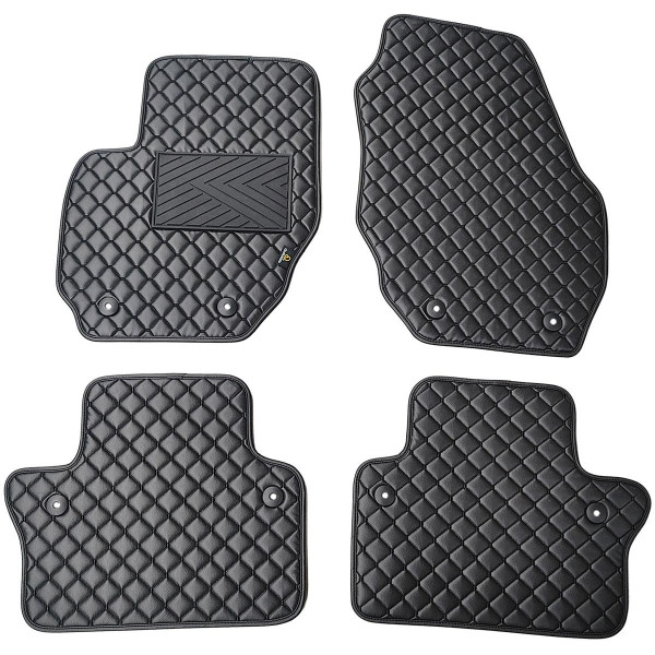 Eko odos kilimėliai QuiltyMats VOLVO S80 2006-2016m. (Juoda / juodos siūlės)