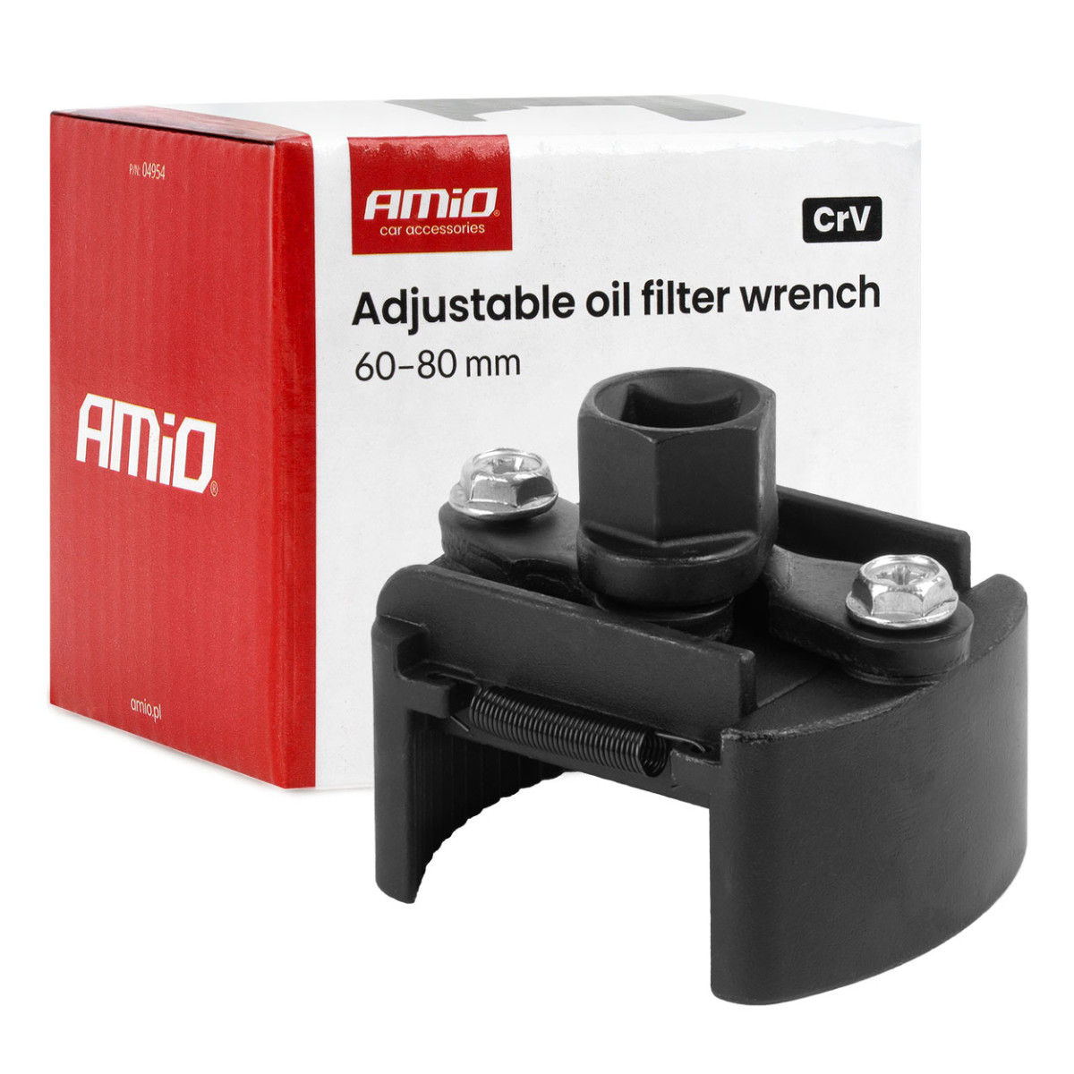 Reguliuojamas alyvos filtro raktas, 60–80 mm, CrV AMIO-04954