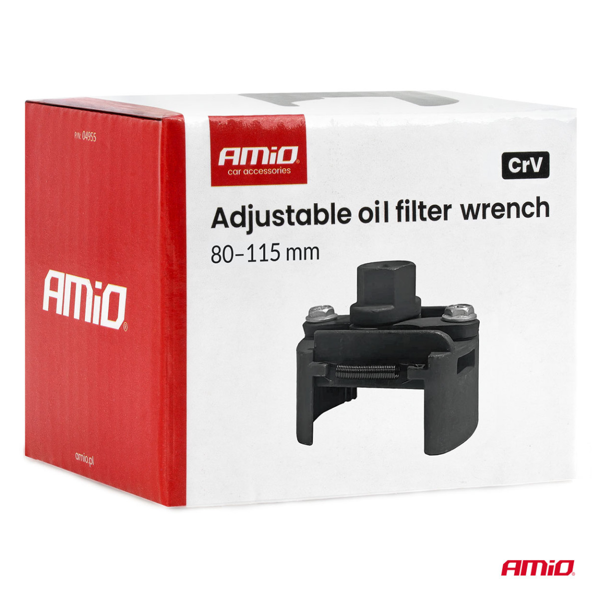 Reguliuojamas alyvos filtro raktas, 80–115 mm, CrV AMIO-04955