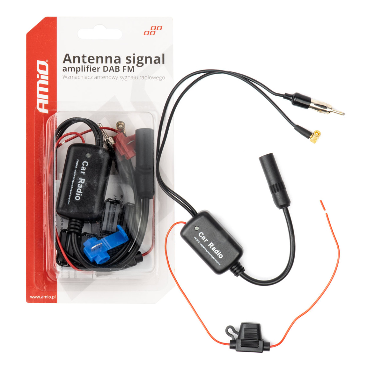 Radijo antenos signalo stiprintuvas 12V DAB/FM AMIO-04134