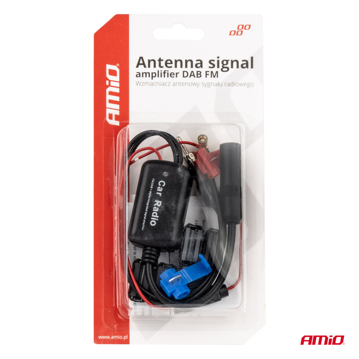 Radijo antenos signalo stiprintuvas 12V DAB/FM AMIO-04134