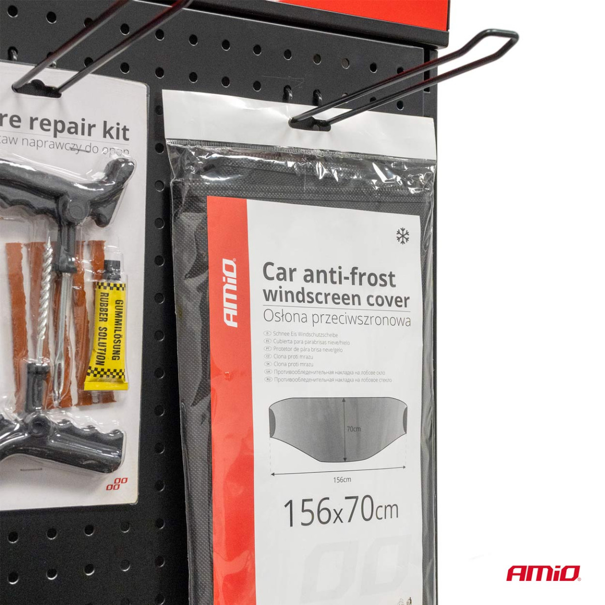 Priekinio stiklo apsauga nuo šalčio ir saulės 70x156 cm, juoda AMIO-01515