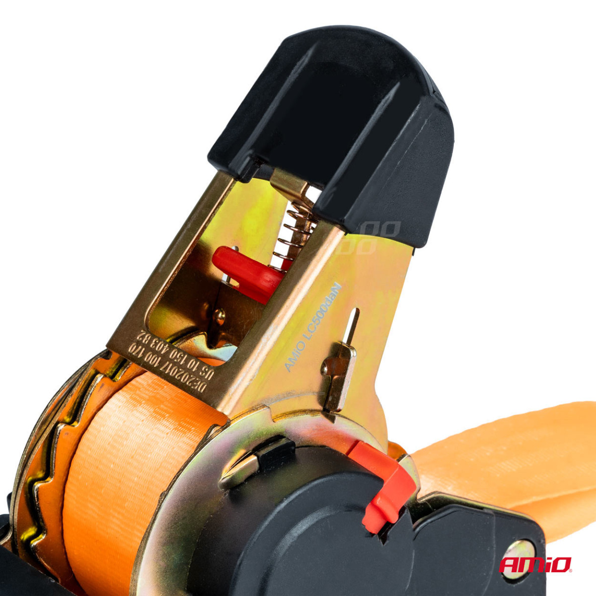 Krovinių tvirtinimo diržas su automatiniu vyniotuvu 1000/500 kg, 4 m x 38 mm, S-TYPE AMIO-03320