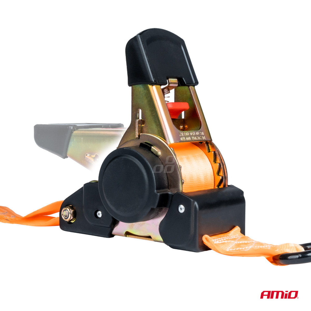 Krovinių tvirtinimo diržas su automatiniu vyniotuvu 1000/500 kg, 4 m x 38 mm, S-TYPE AMIO-03320