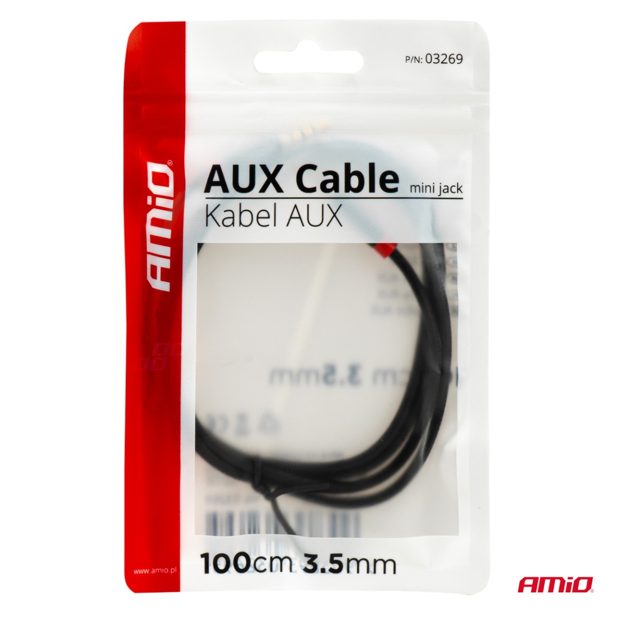 AUX kabelis Mini Jack–Jack 3,5 mm 100cm AMIO-03269