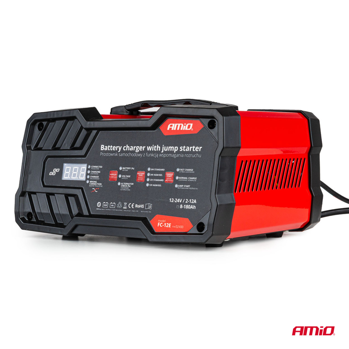 Įkroviklis su užvedimo funkcija 12/24V 12A / Boost 75A 12V AMIO-02400