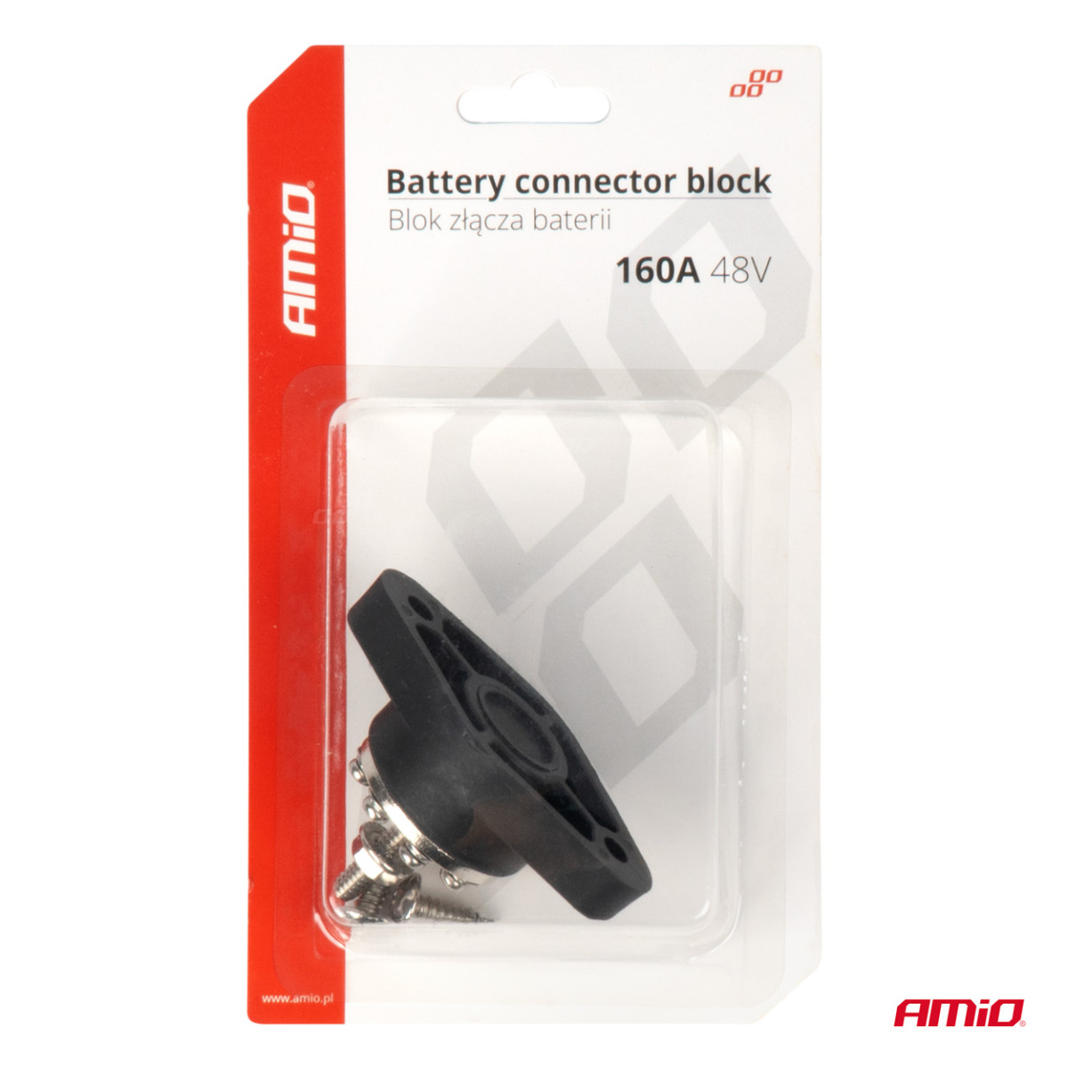 Akumuliatoriaus jungties paskirstymo blokas 8 jungčių, Bus Bar iki 48V 160A, AMIO-03807