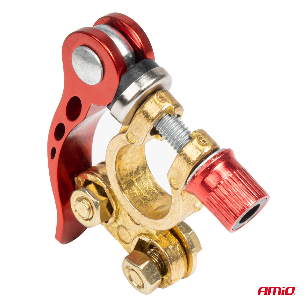 Universalūs akumuliatoriaus gnybtai su greito atjungimo raktu, variniai AMiO-04059