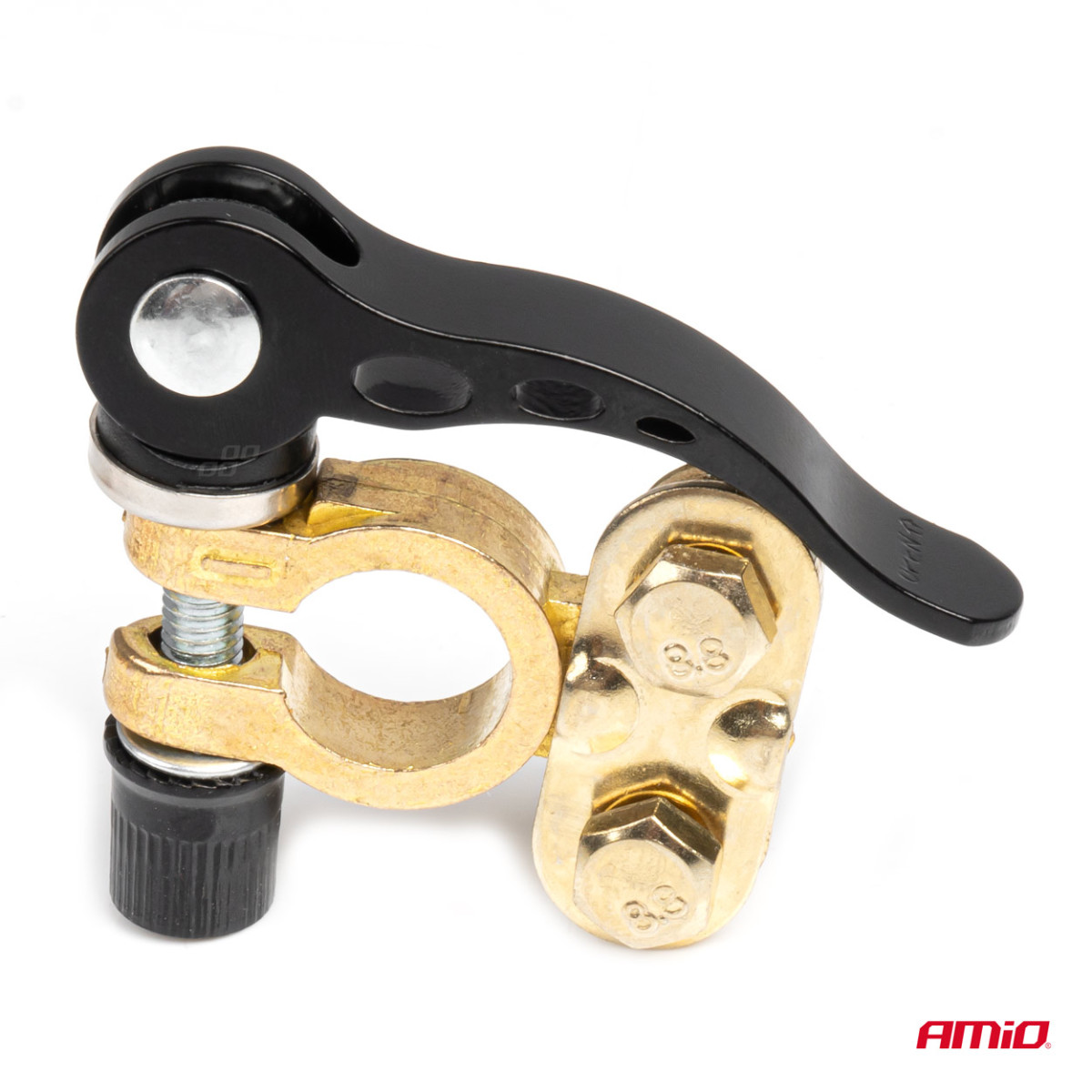 Universalūs akumuliatoriaus gnybtai su greito atjungimo raktu, variniai AMiO-04059