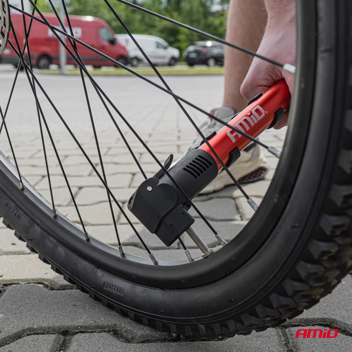 Rankinė pompa dviračiui PU01, 28 cm AMIO-02145