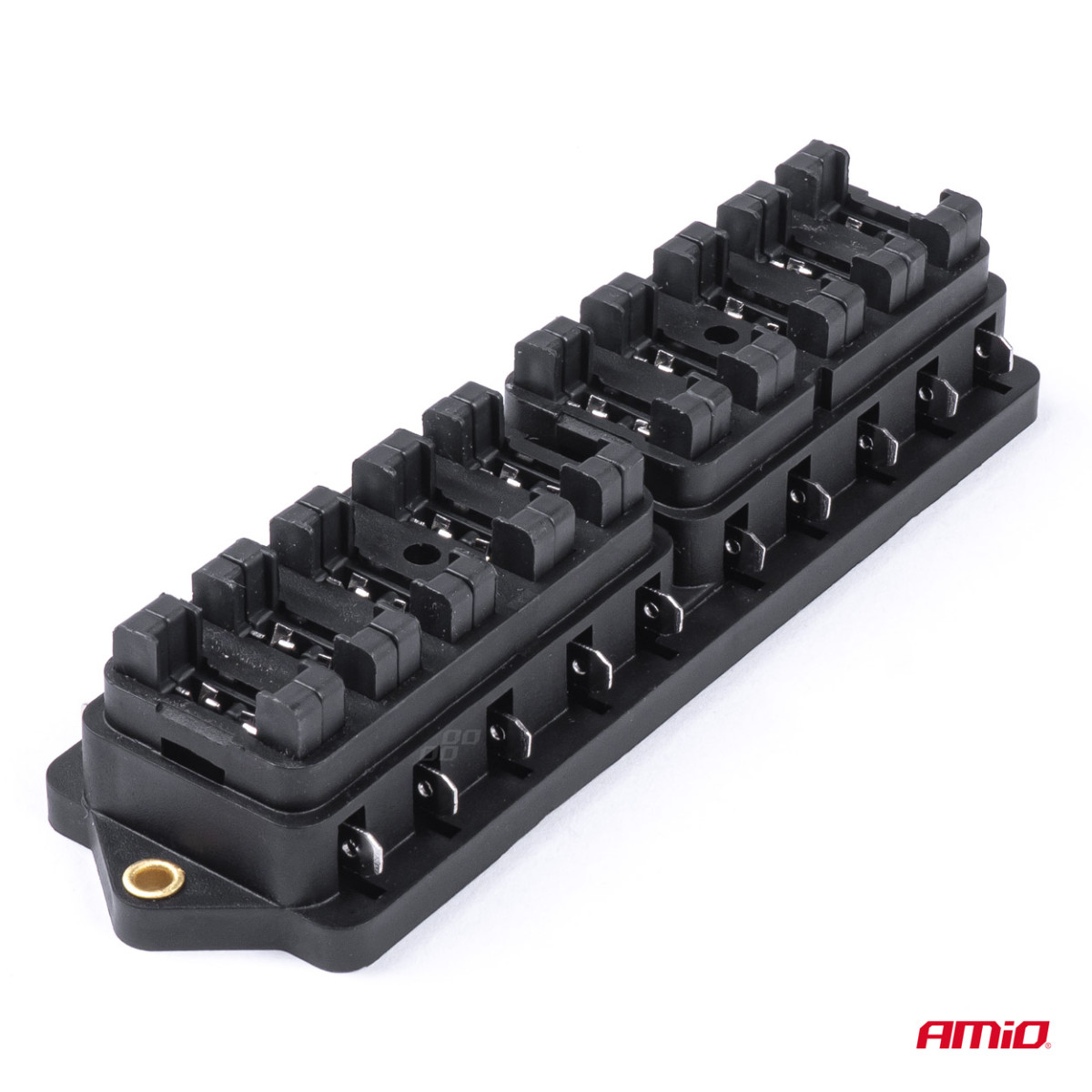 Saugiklių dėžutė, 10 lizdų plokšteliniams (ATO/UNI) saugikliams AMIO-03043