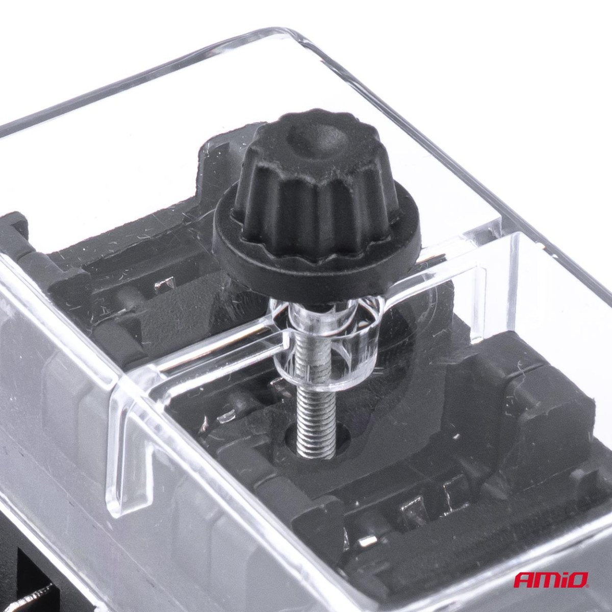 Saugiklių dėžutė, 10 lizdų plokšteliniams (ATO/UNI) saugikliams AMIO-03043