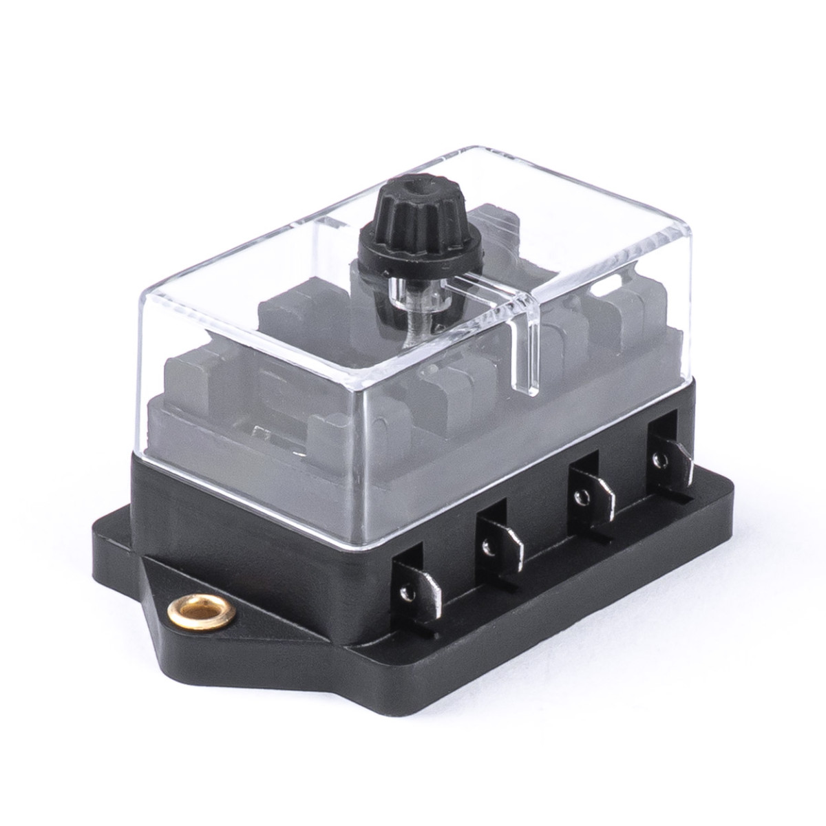 Saugiklių dėžutė, 4 lizdų plokšteliniams (ATO/UNI) saugikliams AMIO-03040