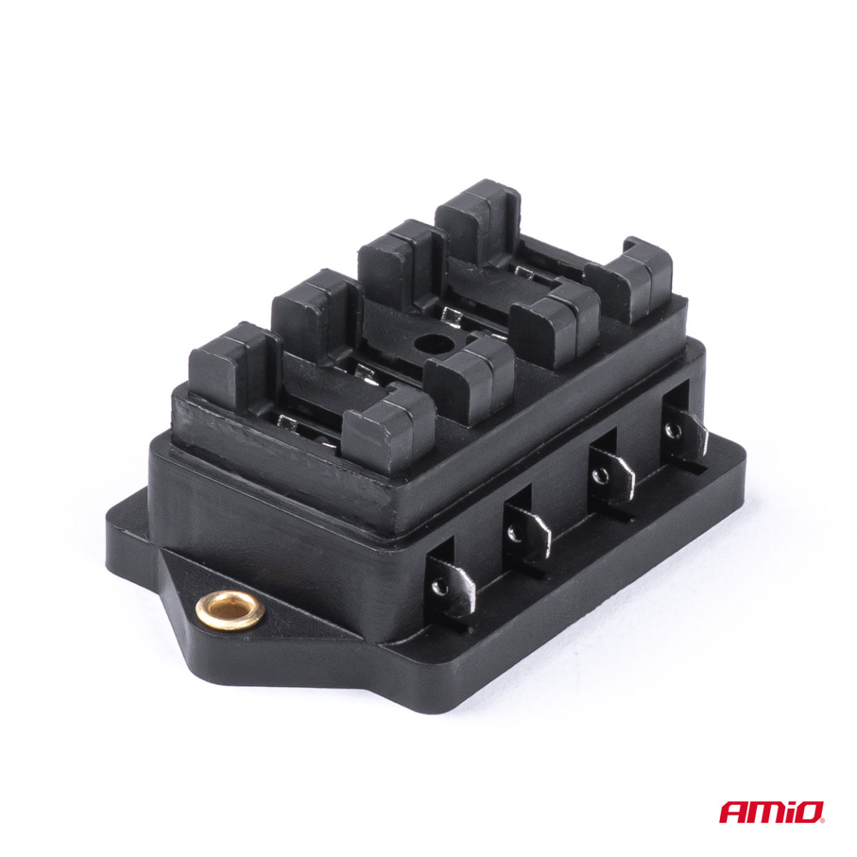 Saugiklių dėžutė, 4 lizdų plokšteliniams (ATO/UNI) saugikliams AMIO-03040