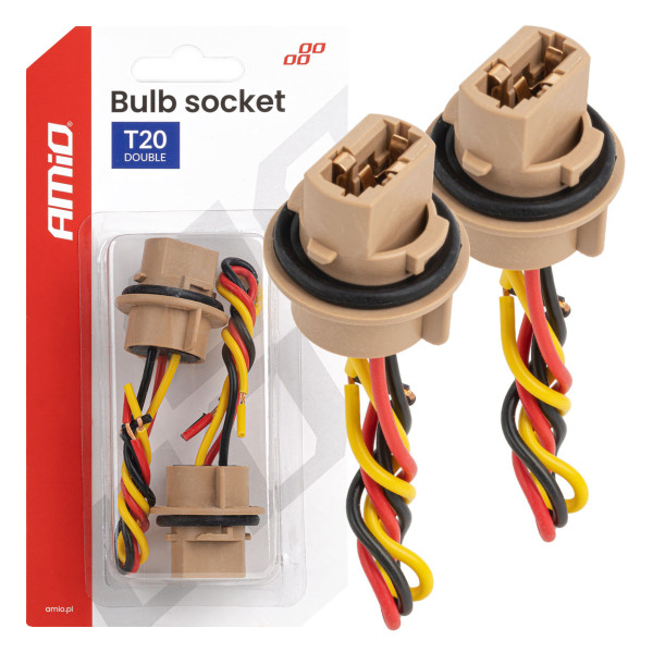 T20 LED lemputės lizdas 12V W21/5W, WY21/5W, W3x16q, 7443, 2 vnt. AMIO-04834