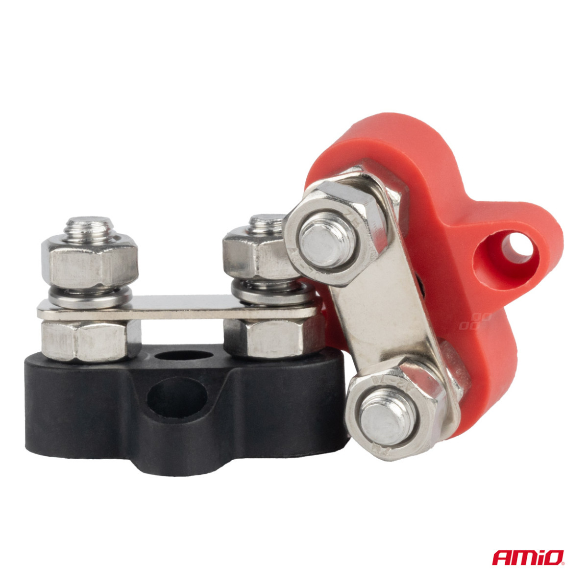 Dvigubas M8 baterijos paskirstymo blokas, max 48V, 2 jungtys, 2 vnt., AMIO-03806