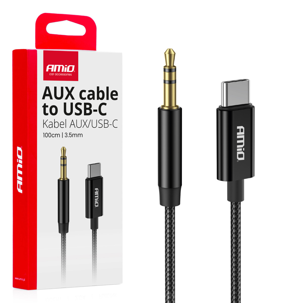USB-C į 3,5 mm Mini Jack AUX kabelis 1 m AMIO-04294