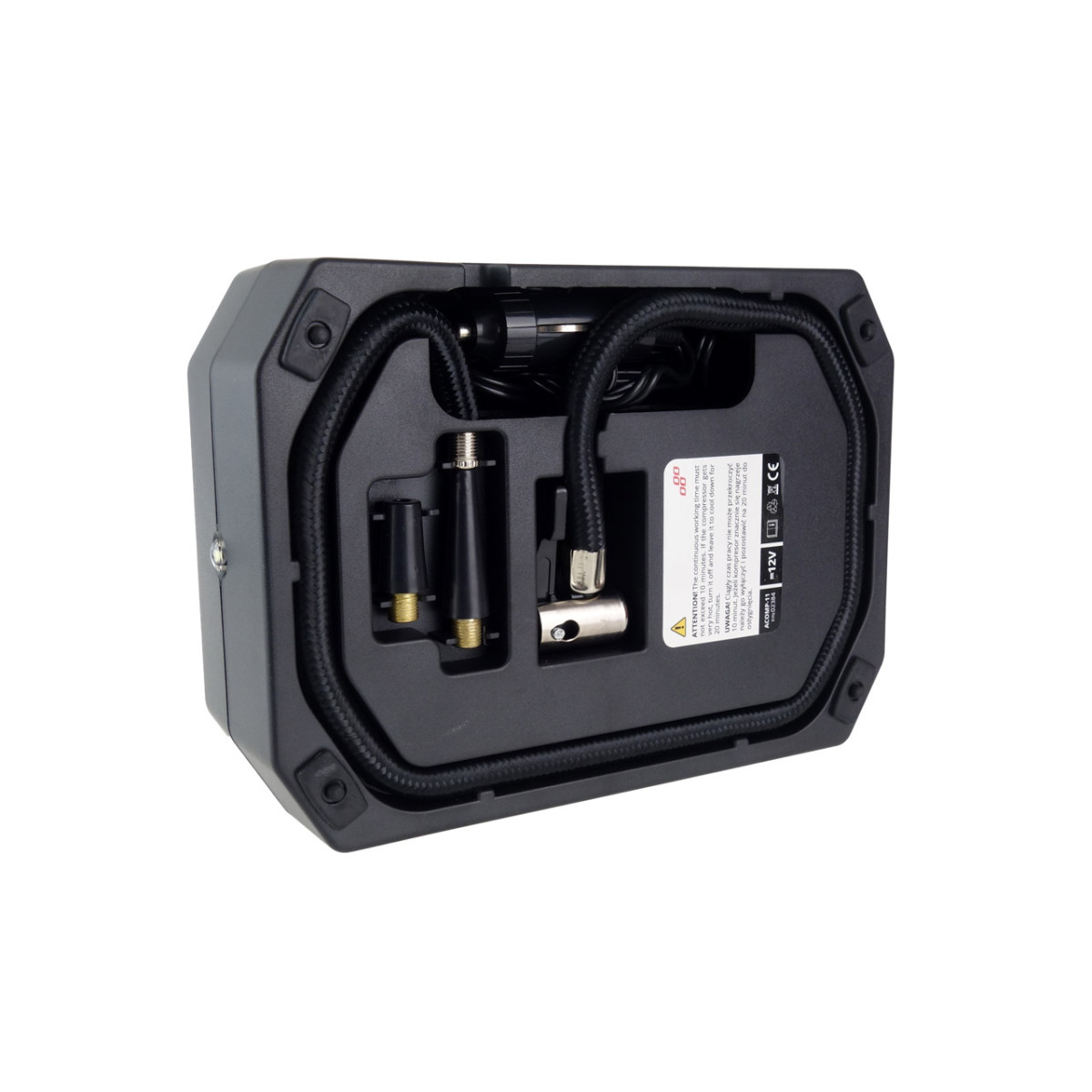 Automobilinis kompresorius 12V su skaitmeniniu manometru ir LED, AMIO-02384