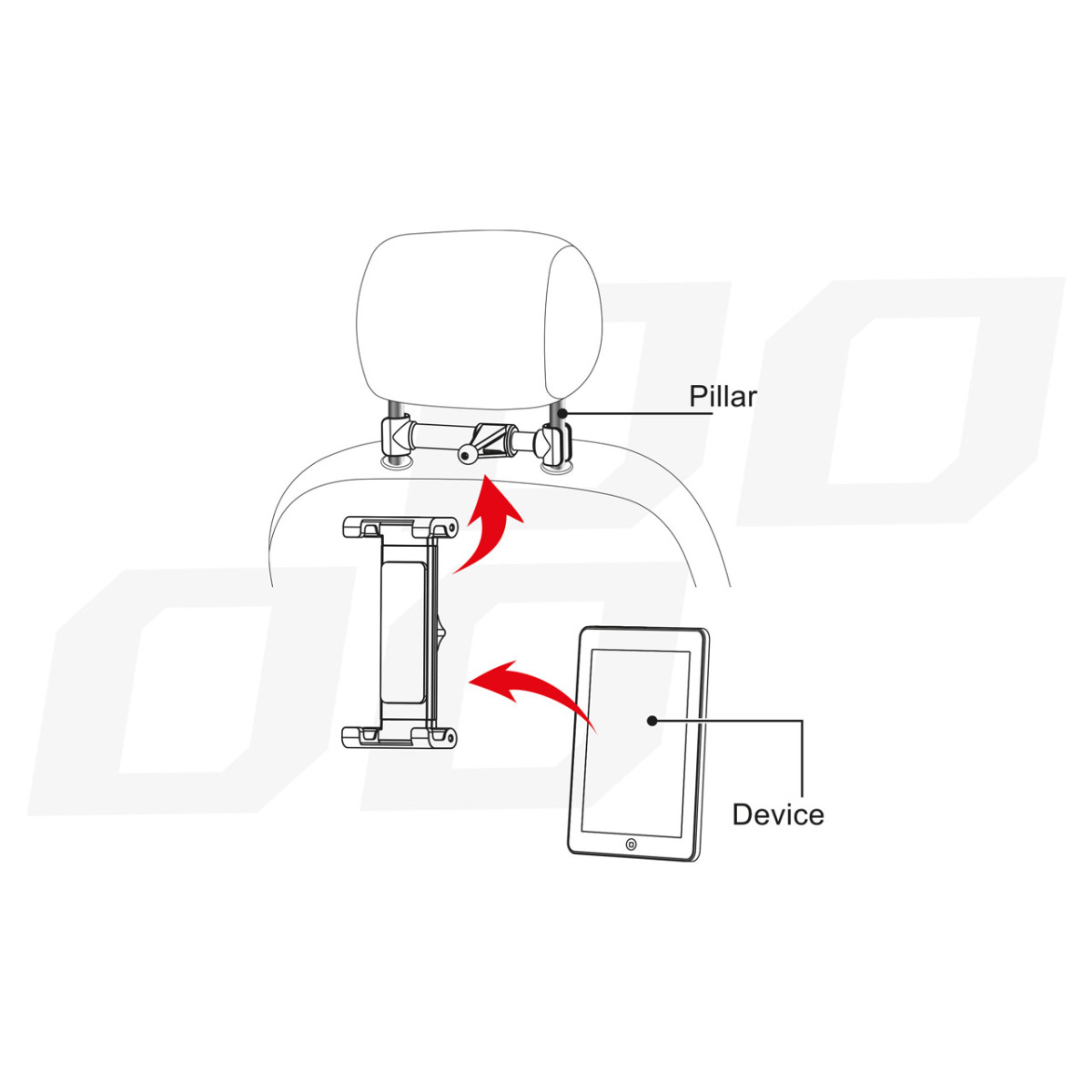 Automobilinis planšetės laikiklis prie galvos atramos THOLD-02