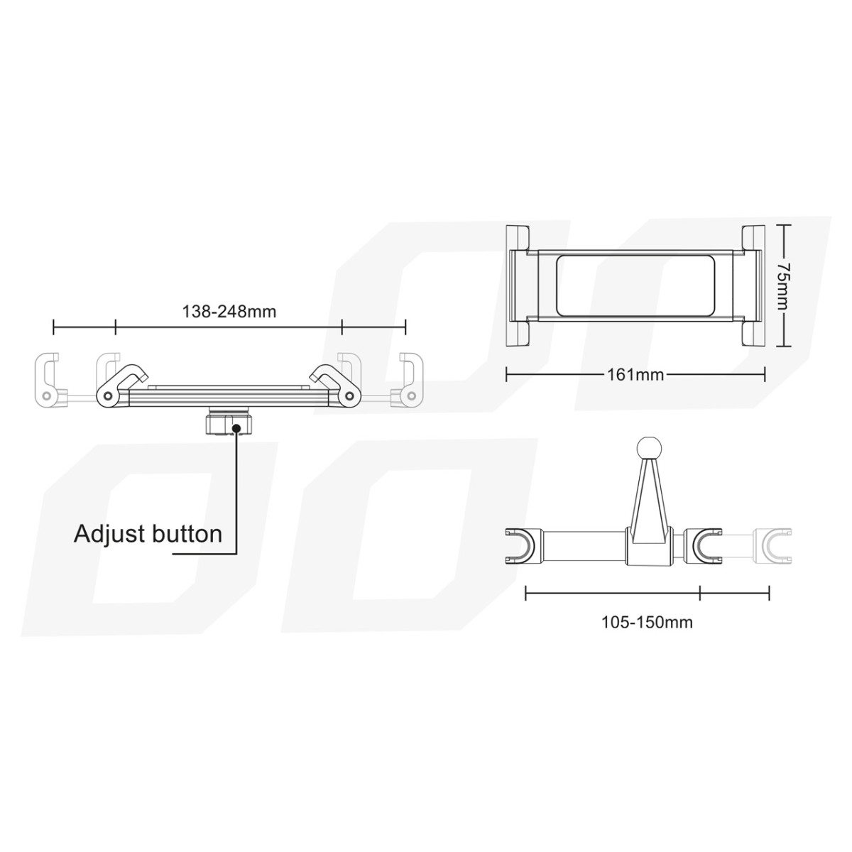Automobilinis planšetės laikiklis prie galvos atramos THOLD-02