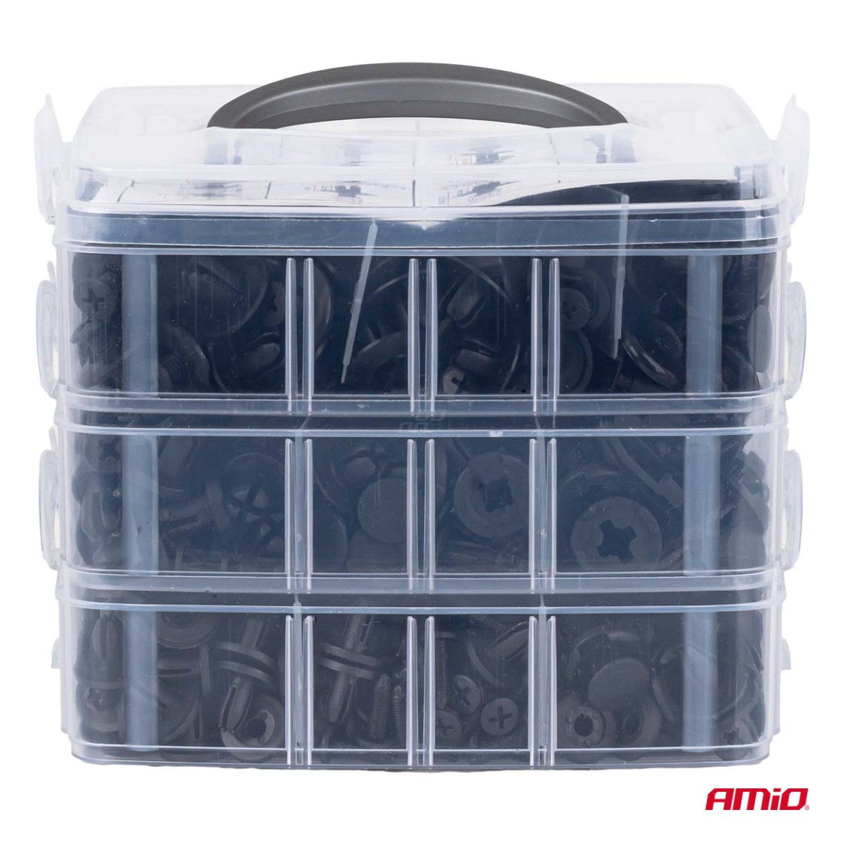 Automobilinis kabliukų ir apmušalų laikiklių rinkinys su ištraukiamuoju įrankiu, 650 vnt., AMIO-04433