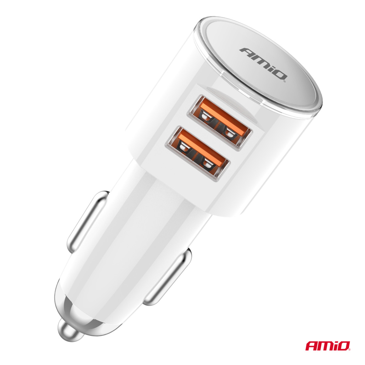 Automobilinis įkroviklis 2x USB-A 3.4A 12/24V AMiO-03888
