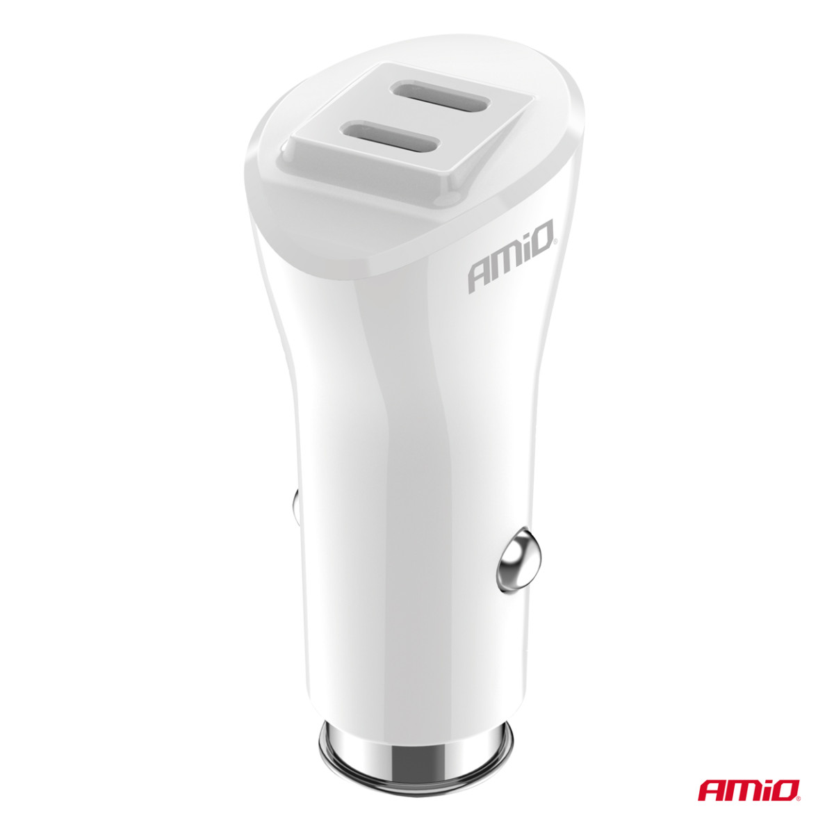 Automobilinis įkroviklis 2x USB-C 40W 12/24V AMiO-03884